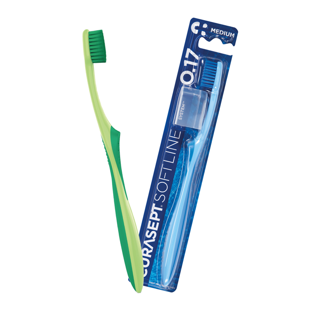 spazzolini Curasept Softline 0.17 verde e blu nel pack