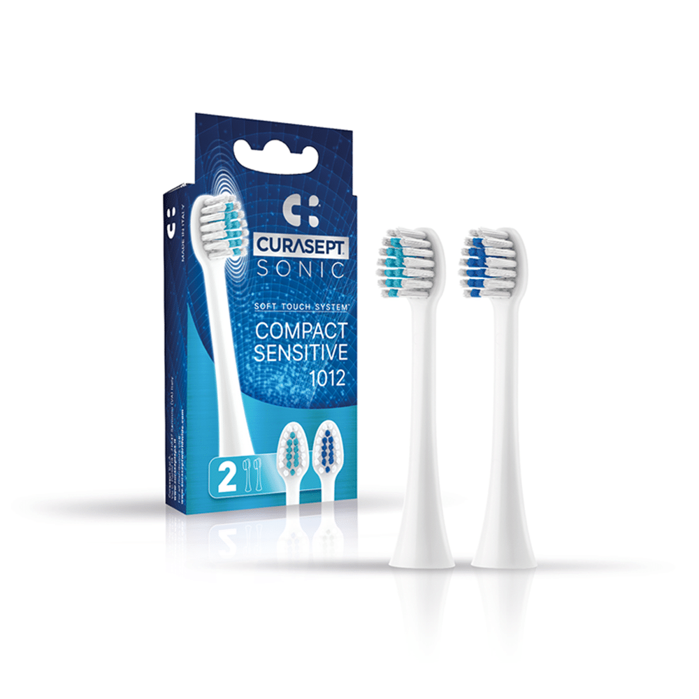 due ricambi testine compact sensitive e pack per spazzolino Curasept Sonic soft touch systemdue
