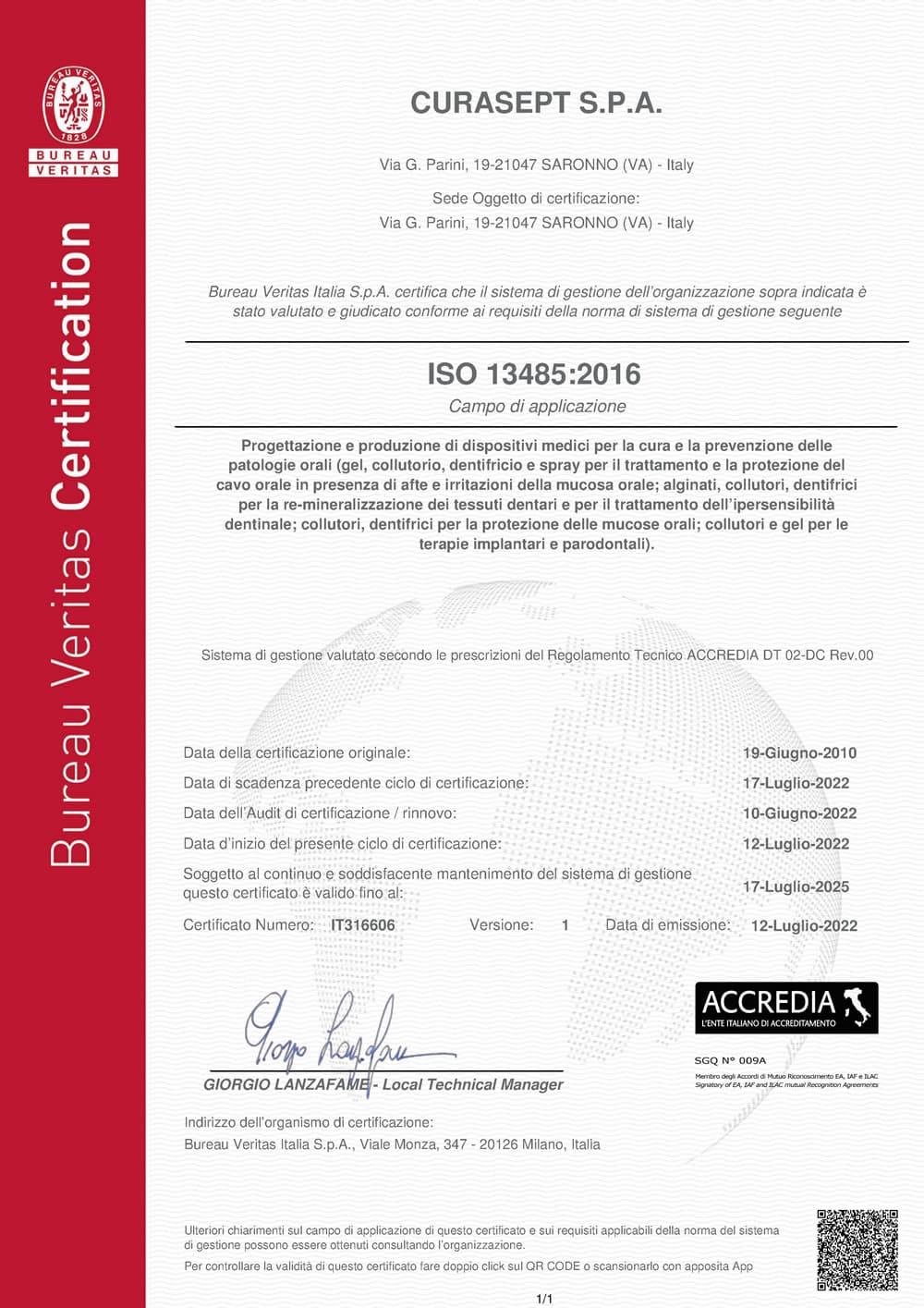 Certificazione ISO 13485-2016