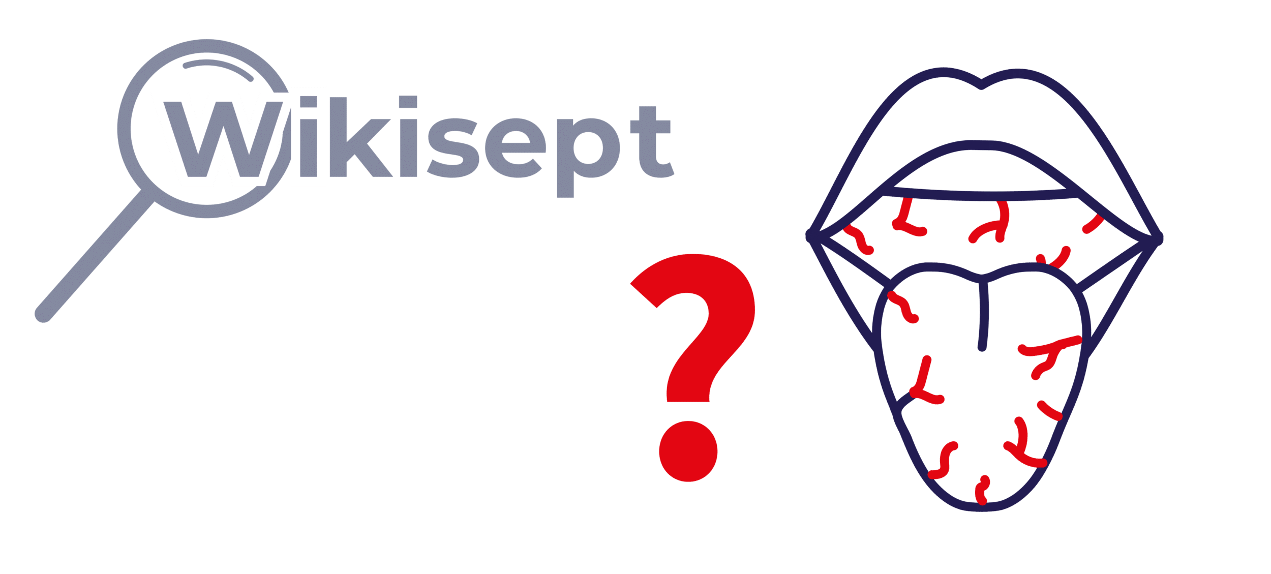icona articolo Wikisept 'Boccasecca: cause, sintomi e rimedi' con bocca e lingua asciutte e punto interrogativo